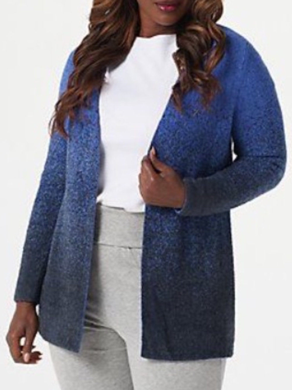 Barefoot Dreams CozyChic Lite Open Front Confetti Cardigan Ultra Indigo Black L